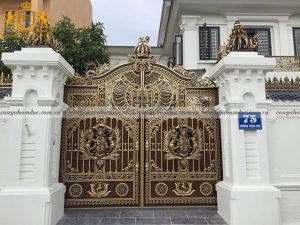 Mẫu cổng nhôm đúc tại Hà Nội do công ty TNHH Nhôm đúc Trường Tâm thiết kế và thi công