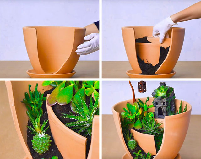 Trang trí nhà đẹp đơn giản với chậu hoa cổ tích