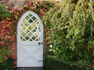 Cổng nhà mái vòm sơn trắng tinh tế