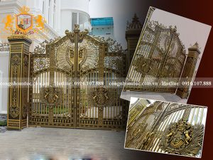 Chủ nhà khá ưng ý về sản phẩm cổng nhôm đúc phù điêu do Trường Tâm thi công.