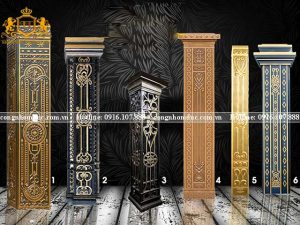 Trụ cổng biệt thự đẹp bằng chất liệu hợp kim nhôm đúc